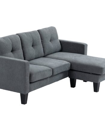 Formet Hjørnesofa Med Vendbar Chaiselong Polstret Sofa Mørkegrå