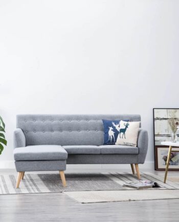 Formet Sofa Med Chaiselong 171 138 Stof Lysegrå