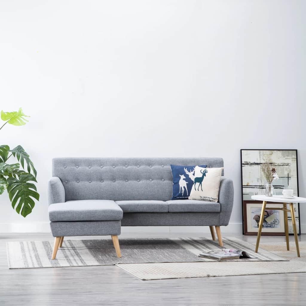 Formet Sofa Med Chaiselong 171 138 Stof Lysegrå