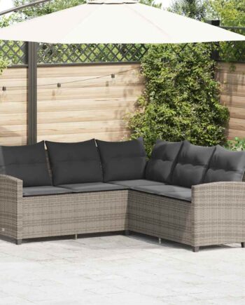 Formet Sofa Med Hynder Polyrattan Grå Antracitgrå