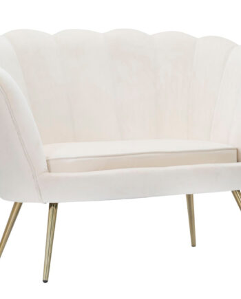 Glam Sofa Creme Hvid Stof Metal 130x74x84