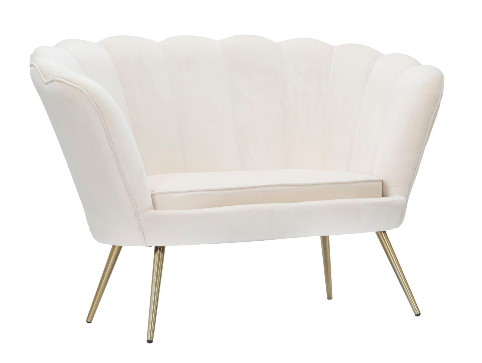 Glam Sofa Creme Hvid Stof Metal 130x74x84