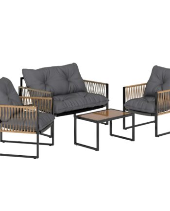 Havemøbelsæt Dele Sofa Stole Bord Med Glasplade Metalstel Polyrattan Antracit