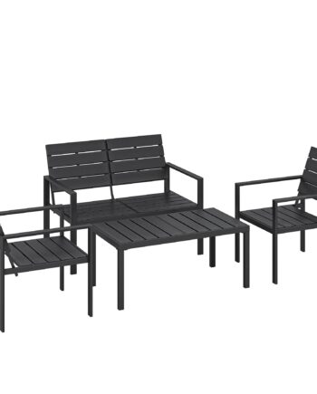 Havemøbelsæt Personer Med Personers Sofa Lænestole Bredt Sofabord Hdpe Lameller Vejrbestandig Sort