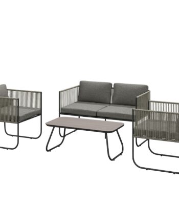 Havemøbelsæt Polyrattan Loungesæt Med Sofa Lænestol Bordhynder Vejrbestandig 116 Brun  Mørkegrå