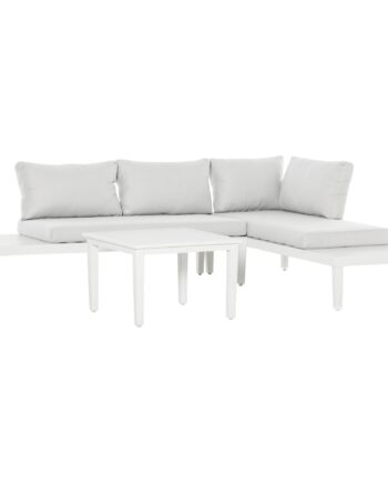 Havemøbelsæt Til Personer Med Sidebord Sofa Med Hynder Formet Udendørs Aluminium Cremehvid
