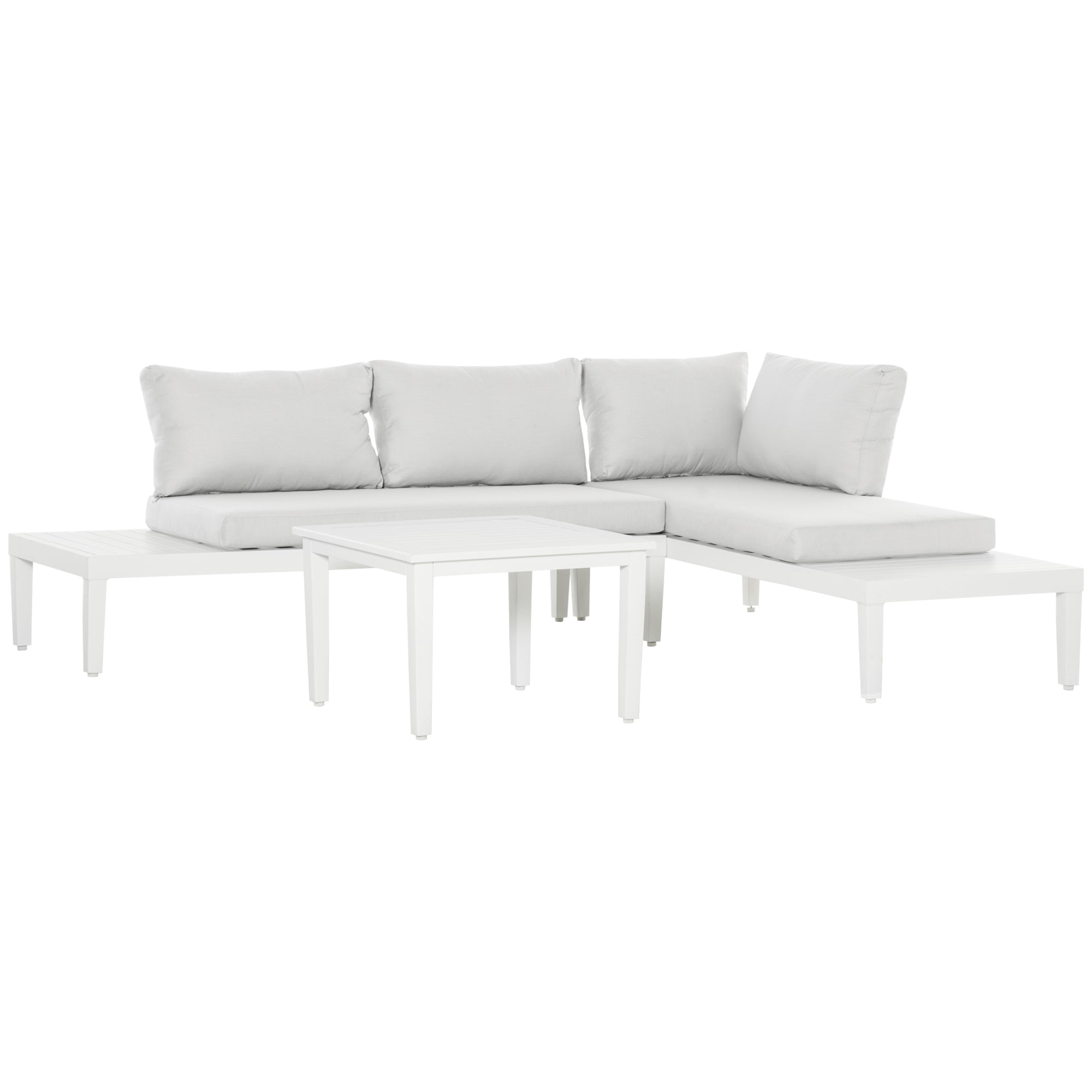 Havemøbelsæt Til Personer Med Sidebord Sofa Med Hynder Formet Udendørs Aluminium Cremehvid
