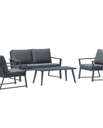 Havemøbelsæt Til Personer Sofa Lænestol Sidebord Polyrattan Aluminium Grå