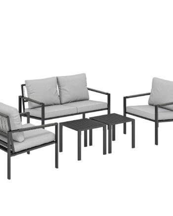 Havemøbelsæt Til Personer Vejrbestandigt Balkonmøbelsæt Med Personers Sofa Lænestol Sædehynder Sidebord Lysegrå