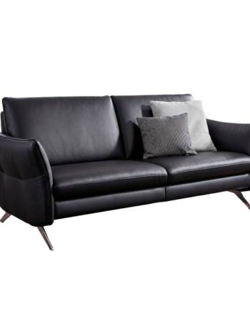 Himolla 6902 Pers Sofa Sort Læder Justerbar Ryg Skammel : Erling Christensen Møbler