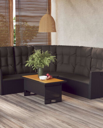 Hjørnemodul Til Sofa Med Hynder Polyrattan Sort