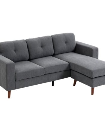 Hjørnesofa 192 Formet Personers Sofa Med Vendbar Chaiselong Corduroy Look Til Små Rum Mørkegrå