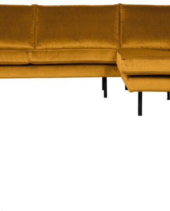 Hjørnesofa Højre Woood Rodeo 266x213 Oker Jarra Velour Loungesofa Høje Metalben Fast Siddekomfort