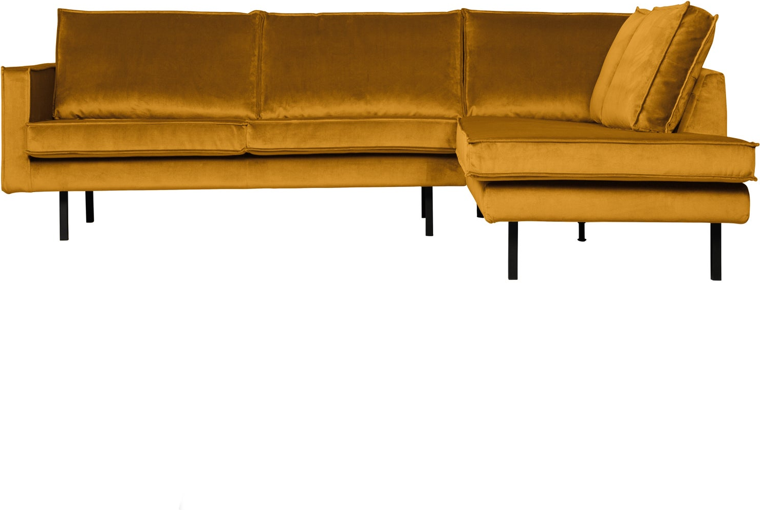 Hjørnesofa Højre Woood Rodeo 266x213 Oker Jarra Velour Loungesofa Høje Metalben Fast Siddekomfort