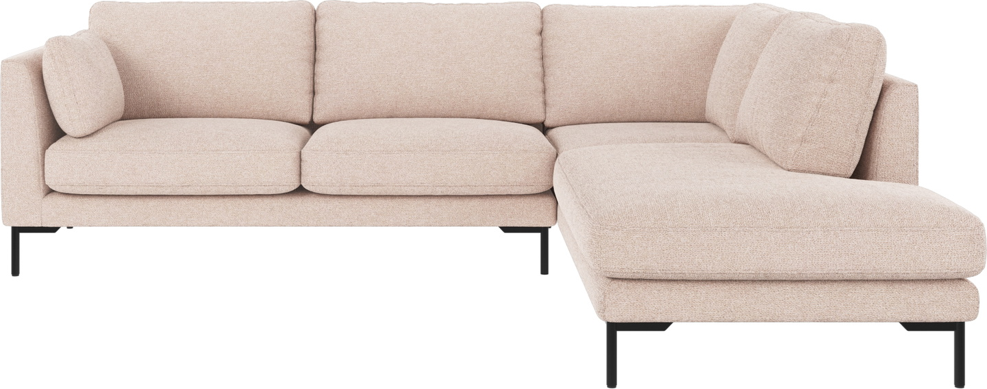 Hjørnesofa Højrevendt Rowico Corwin Skandinavisk Lysebeige Stof Max Med Sorte Metalben Fsc Mix Certificeret