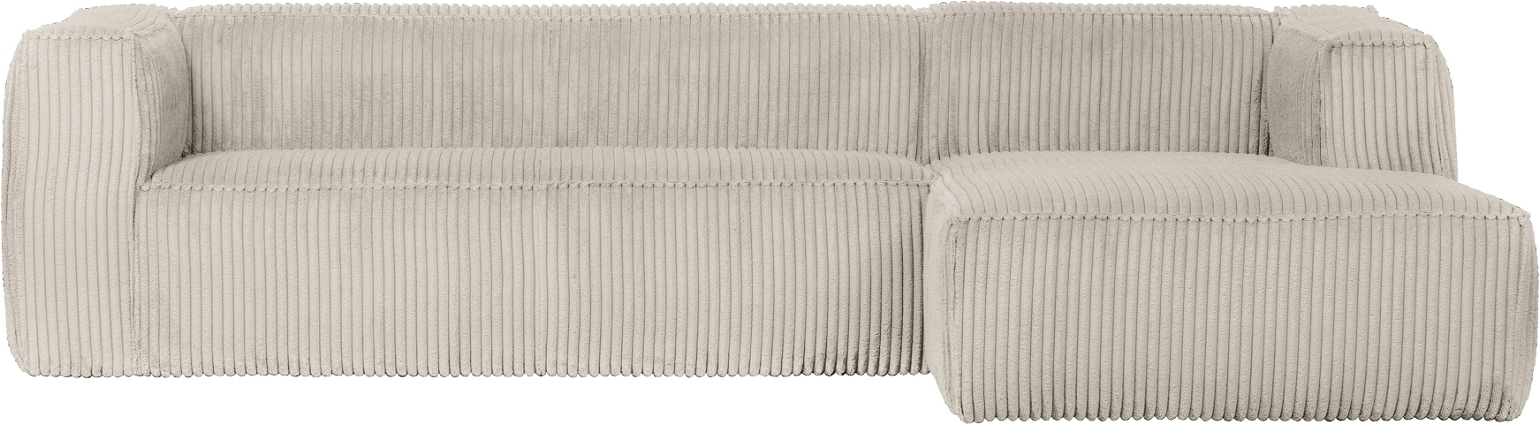 Hjørnesofa Højrevendt Woood Exclusive Bean Lys Naturfløjl 305x175x73  Robust Fsc Træramme   Groft Ribbet Stof