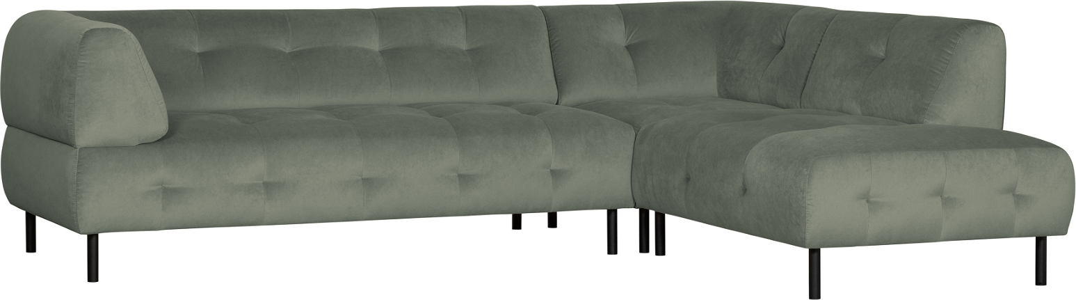 Hjørnesofa Højrevendt Woood Exclusive Lloyd Fløjlssofa Bleg Grøn 77x267x205