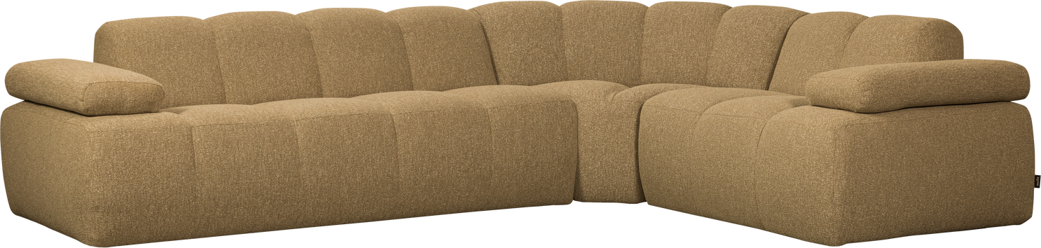 Hjørnesofa Højrevendt Woood Mojo 310230 Brunmeleret Boucl Justerbare Armlæn 100 Polyester