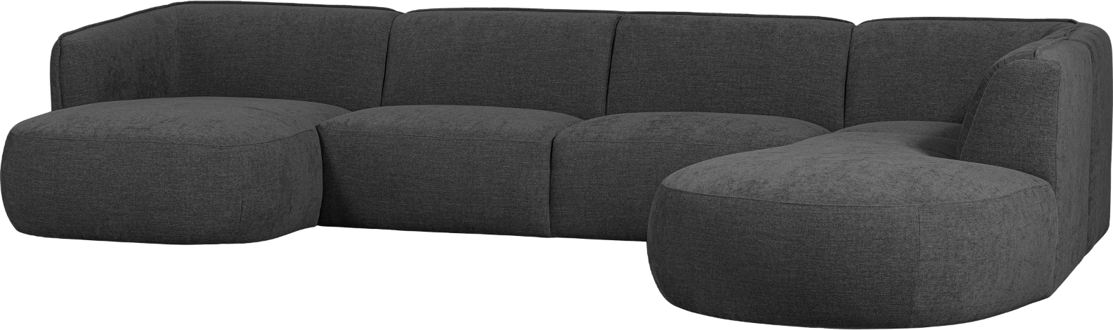 Hjørnesofa Højrevendt Woood Polly Grå 353x245 Vævet Polyester Organisk Design