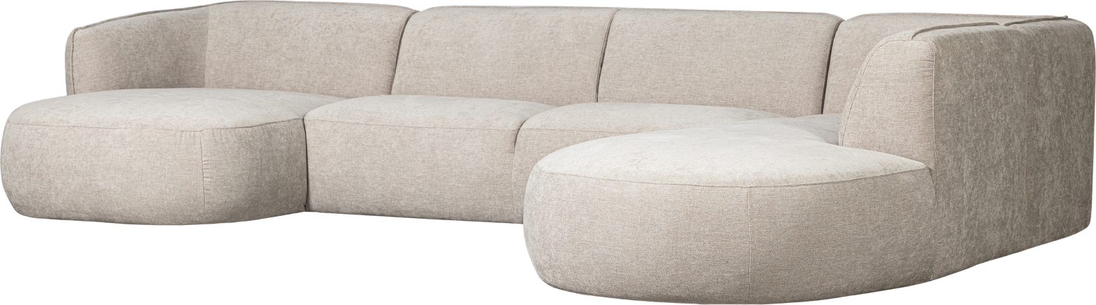 Hjørnesofa Højrevendt Woood Polly Sandfarvet Polyester 245x353