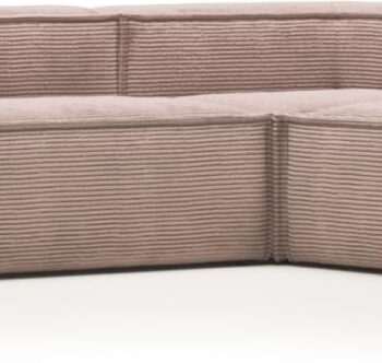 Hjørnesofa Kave Home Blok Lyserød Ribcord Stof Modulsofa 290230 Nordisk Vintage
