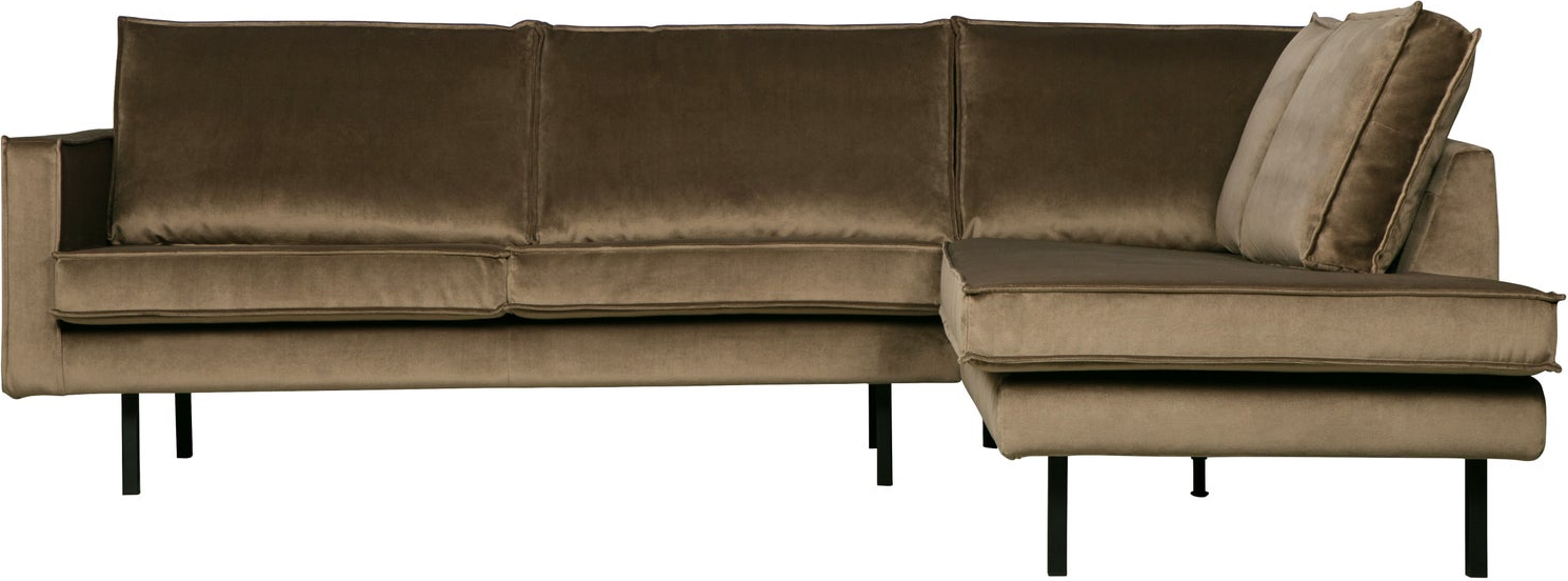 Hjørnesofa Loungesofa Woood Rodeo Højrevendt 266x213 Taupe Velour Fast Komfort Slidstærk