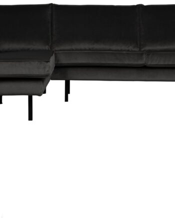 Hjørnesofa Loungesofa Woood Rodeo Venstrevendt Chaiselong Personers Antracit Velour Metalben