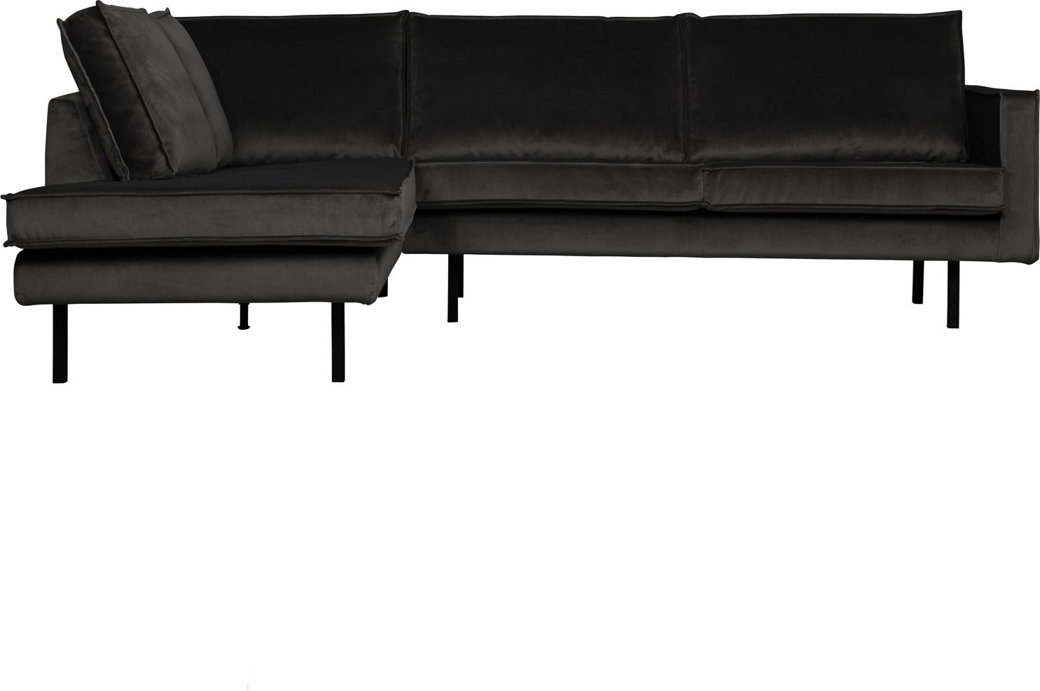 Hjørnesofa Loungesofa Woood Rodeo Venstrevendt Chaiselong Personers Antracit Velour Metalben