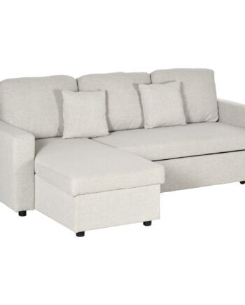 Hjørnesofa Med Sengefunktion Hjørnesofa Inklusive Personers Sofa Enkeltseng Formet Med Opbevaringsplads Hynder Cremehvid