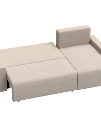 Hjørnesofa Med Sovefunktion Vendbar Chaiselong Formet Personers Sofa Med Velourbetræk Beige