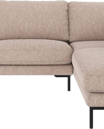 Hjørnesofa Rowico Corwin Højrevendt Med Chaiselong Alice Lys Beige Stof Sort Metalben