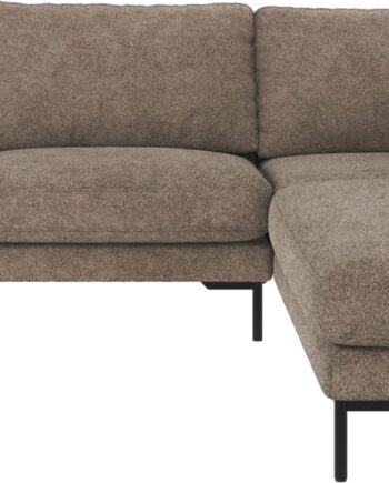 Hjørnesofa Rowico Corwin Højrevendt Mørk Beige Anna Stof Med Sorte Metalben