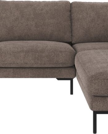 Hjørnesofa Rowico Corwin Højrevendt Mørk Beige Greg Stof Med Sorte Metalben H83b266d226