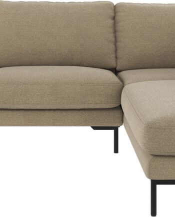 Hjørnesofa Rowico Corwin Højrevendt Mørk Beige Polyester Stof Sorte Metalben H83xb266xd226
