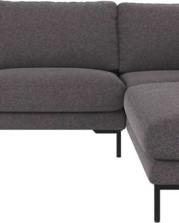 Hjørnesofa Rowico Corwin Højrevendt Slidstærkt Brenda Stof Mørkegrå Sort Med Slanke Pulverlakerede Metalben