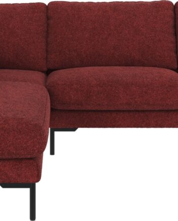 Hjørnesofa Rowico Corwin Venstrevendt 266x226 Dybrød Sort Anna Stof Med Sortlakerede Metalben