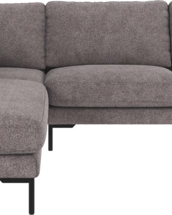 Hjørnesofa Rowico Corwin Venstrevendt Greg Grå Polyesterstof Med Sorte Metalben 226266 Skandinavisk Design