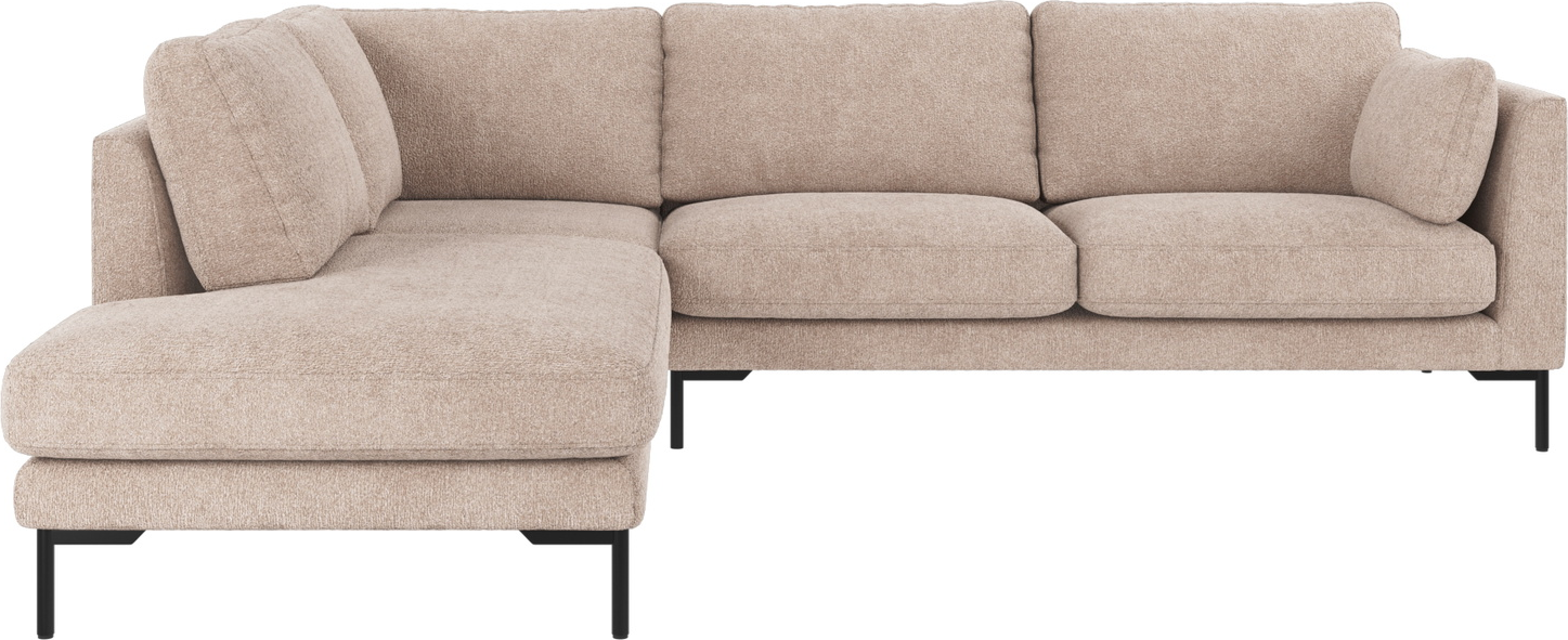 Hjørnesofa Rowico Corwin Venstrevendt Greg Lysebeige Med Pulverlakerede Sorte Metalben 266226