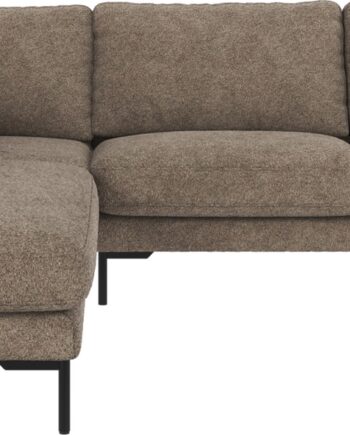 Hjørnesofa Rowico Corwin Venstrevendt Mørk Beige Med Pulverlakerede Sorte Metalben Slidstærkt 100 Polyesterbetræk 266x226