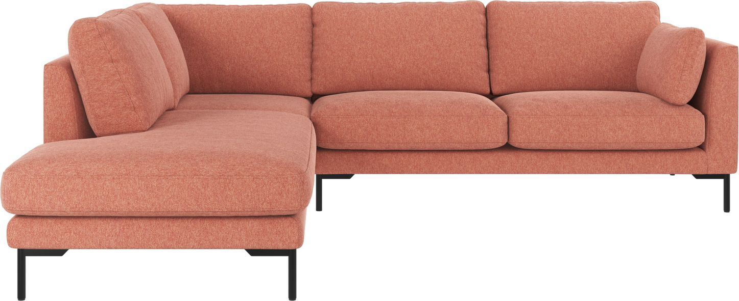Hjørnesofa Rowico Corwin Venstrevendt Rød Med Sort Metalstel B266 D226 H83