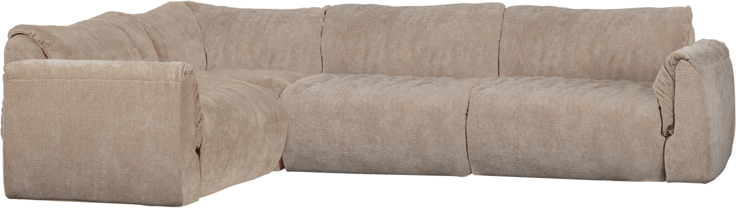 Hjørnesofa Venstre Woood Baggy 301x210 Sand Drew Chenille Modulsofa Med Dunfornemmelse