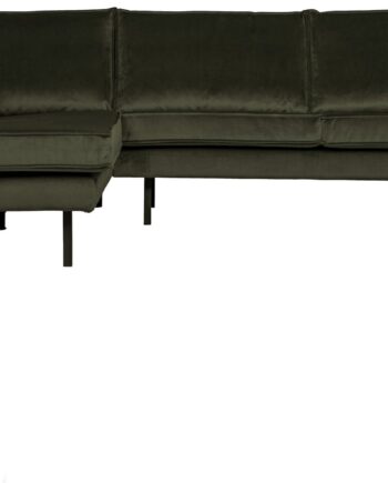 Hjørnesofa Venstre Woood Rodeo Mørkegrøn Velour Loungesofa 266x213