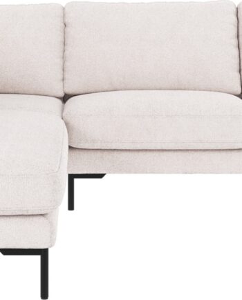 Hjørnesofa Venstrevendt Rowico Corwin Hvidt Greg Polyester Med Sorte Metalben B266xd226xh83