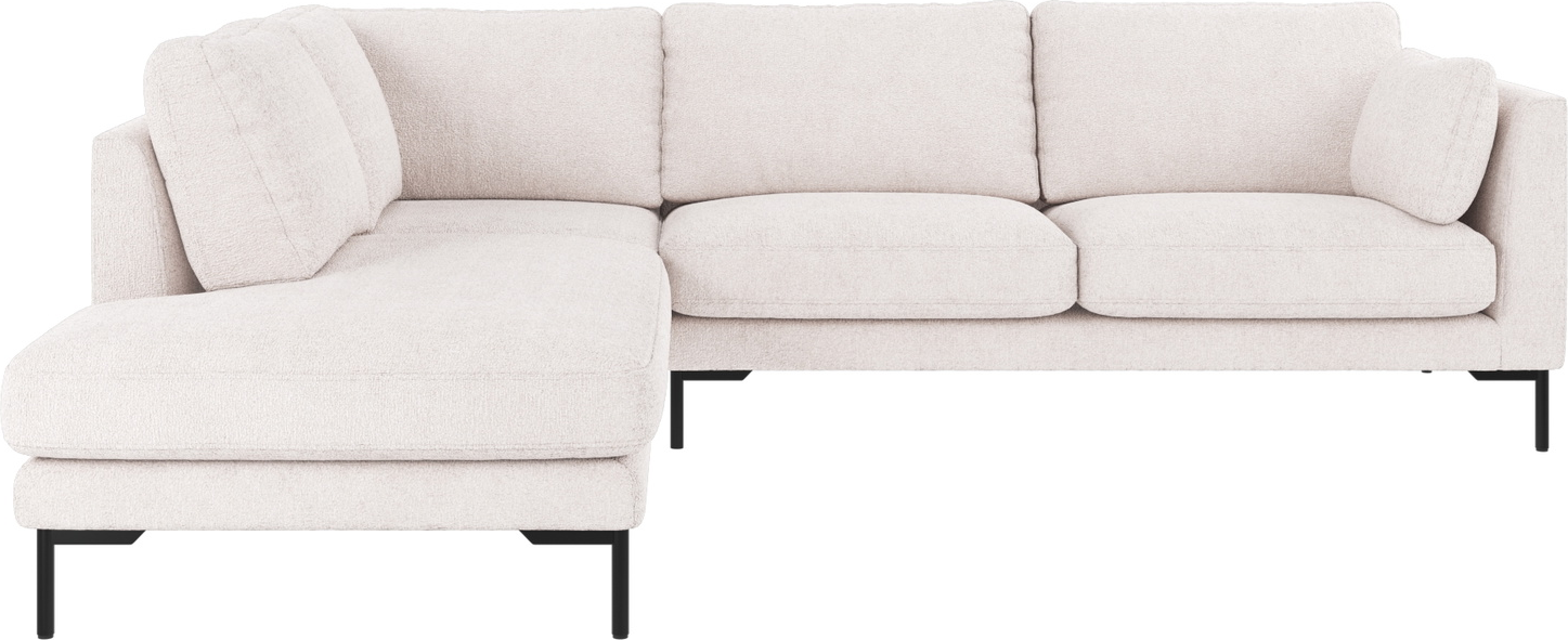 Hjørnesofa Venstrevendt Rowico Corwin Hvidt Greg Polyester Med Sorte Metalben B266xd226xh83