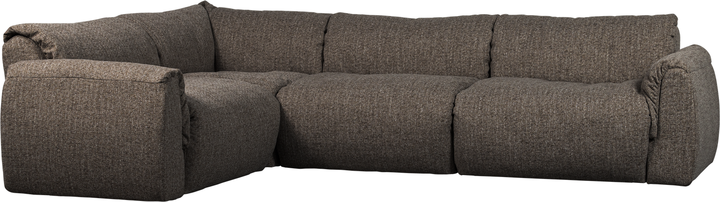 Hjørnesofa Venstrevendt Woood Baggy 301x210 Varm Grå Melange Groft Vævet Orari Stof Skum Med Fjer Silikone