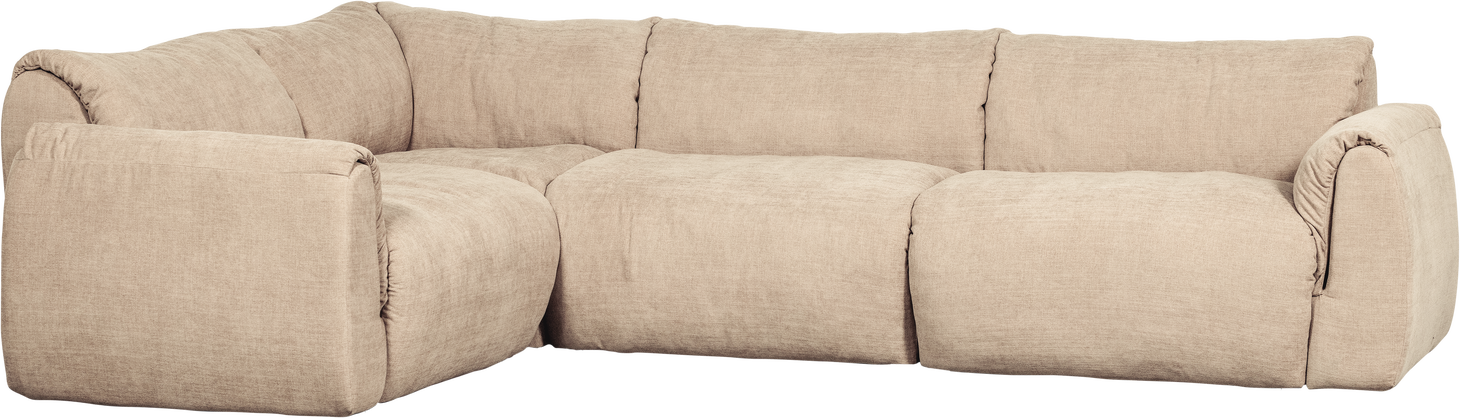 Hjørnesofa Venstrevendt Woood Baggy Sand Vævet Chenille Dun Toplag 301x210 100 Genanv Polyester