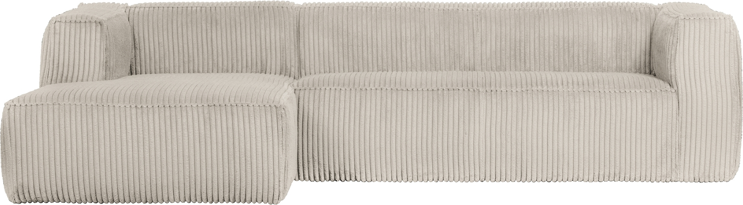 Hjørnesofa Venstrevendt Woood Exclusive Bean Groft Ribbet Velour Lys Natur B305d175
