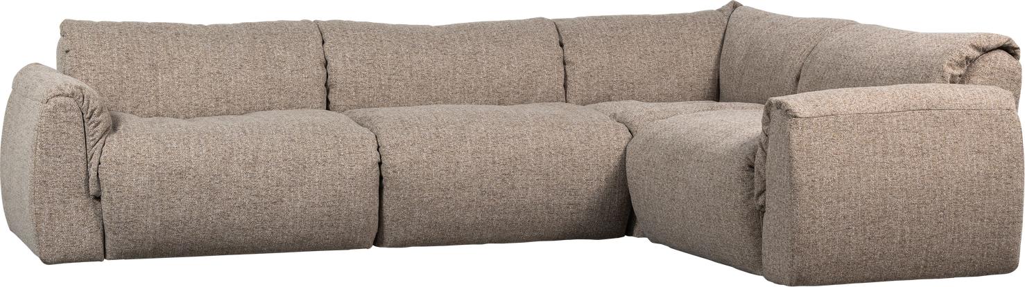 Hjørnesofa Woood Baggy Højre Brun Melange Orari Polyester 301x210 Skum Dun Fyld Teflon Beskyttet