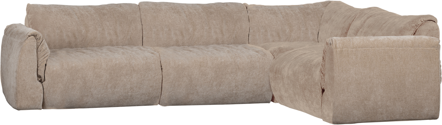 Hjørnesofa Woood Baggy Højrevendt 301x210 Sand Chenille Polyester Tekstureret