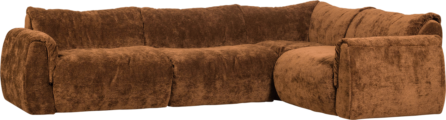 Hjørnesofa Woood Baggy Højrevendt 396x214 Drew Strukturstof Mønster Mellembrun Polyester